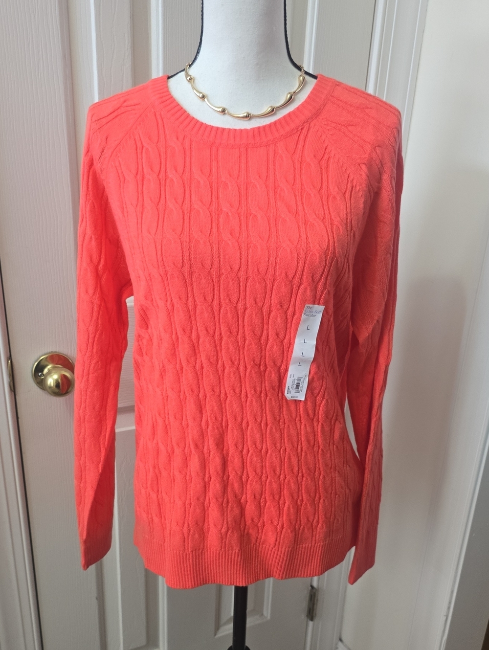CROFT & BARROW WOMEN'S SUPER SOFT CORAL PULLOVER CREWNECK SWEATER SIZE LARGE